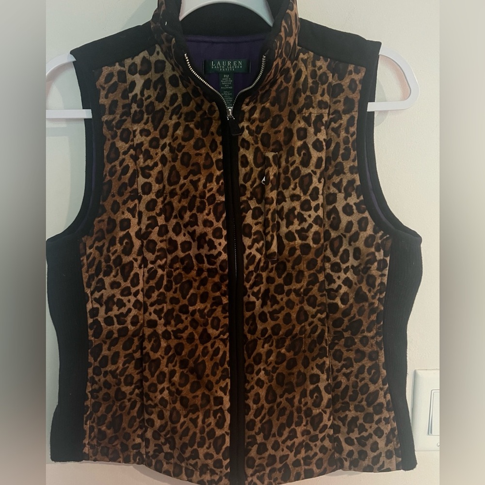 LAUREN RALPH LAUREN Petite Cheetah Vest Size PM